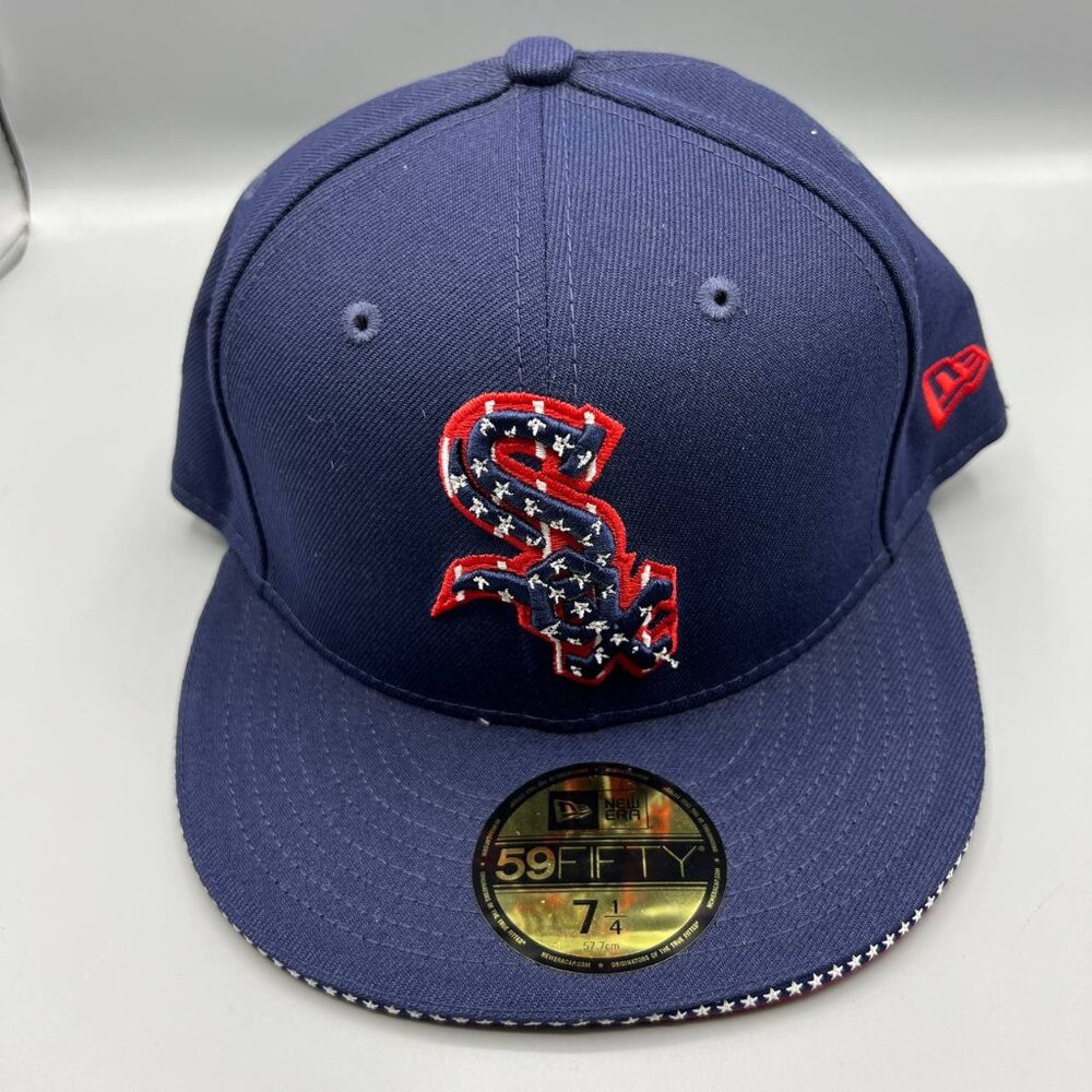 Chicago White Sox Hat Men 7 1/4 Blue Red 59Fifty New Era Fitted‎ Cap New